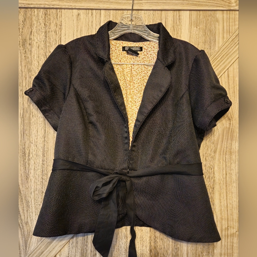 Stooshy Black Polka Fot Jacket Blazer with Floral Lining
